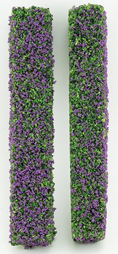 Dollhouse miniature PURPLE LILAC HEDGES, 2 PIECES